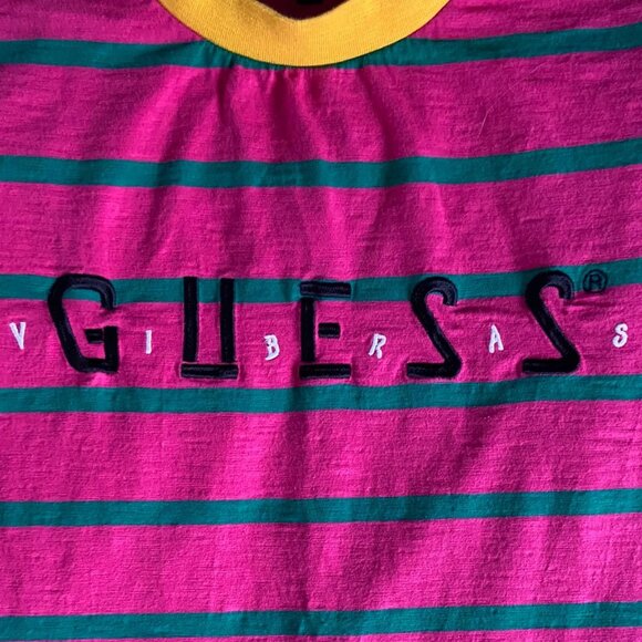 GUESS x J. BALVIN (Size S) Vibras Pink Striped T-Shirt - Picture 2 of 7
